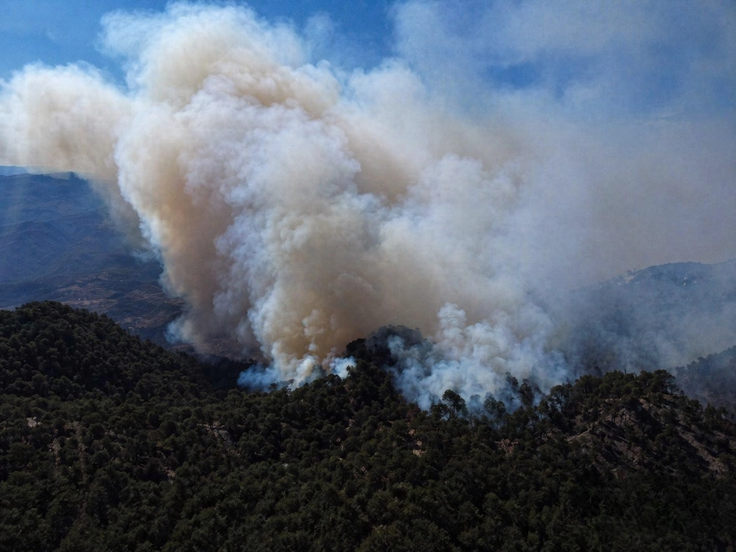 Incendio forestal fuera de control amenaza zonas habitadas